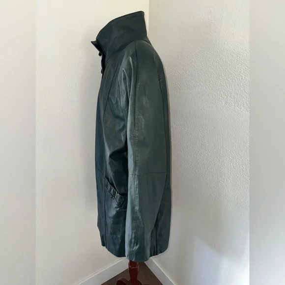 Vintage PELLE New York Milano Green Leather Women’s Coat Jacket-Size Medium - Picture 7 of 15